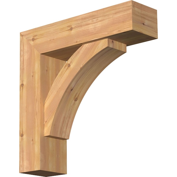 Ekena Millwork Thorton Block Smooth Bracket w/ Offset Brace, Western Red Cedar, 7 1/2"W x 28"D x 28"H BKT0806X28X28THR05SWR - main